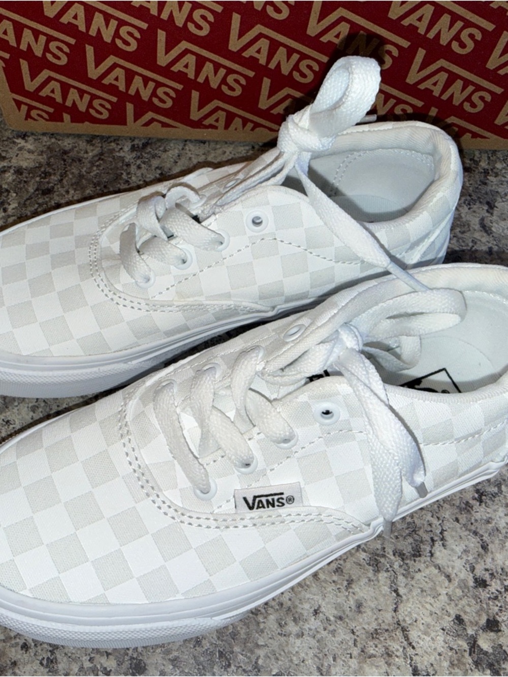 Vans Kids White Checkerboard Lace-Up Sneakers